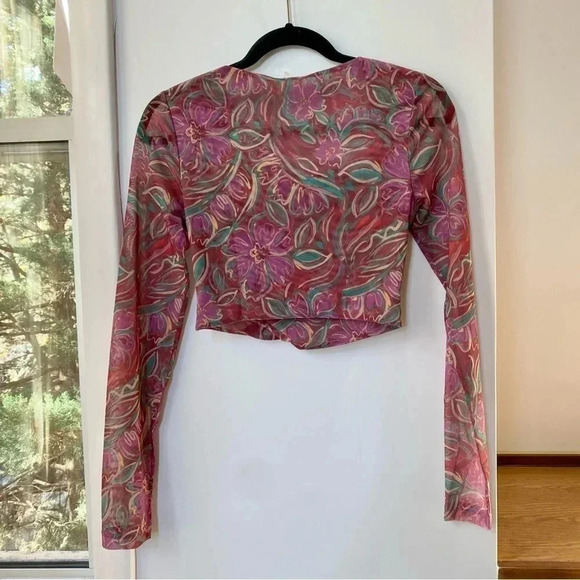 New Free People Supernova Set Two Piece Skirt Crop Top Long Sleeve Purple Small - Picture 12 of 14